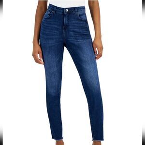 INC CORE DENIM HI Rise Skinny Jeans frayed ankle s 16 / 33 Dark Blue NWT $59.50